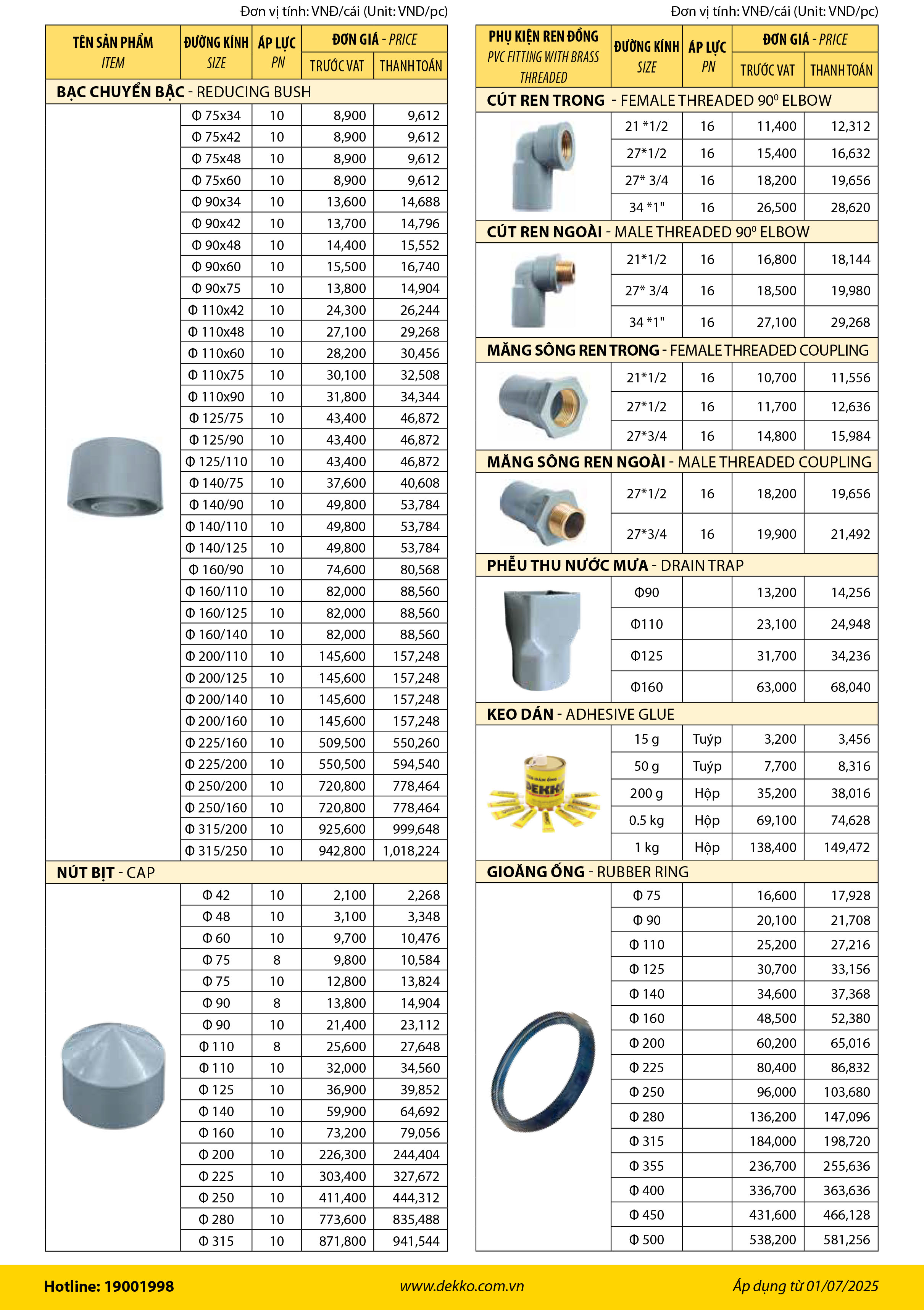 Bảng gi&aacute; keo d&aacute;n pvc
